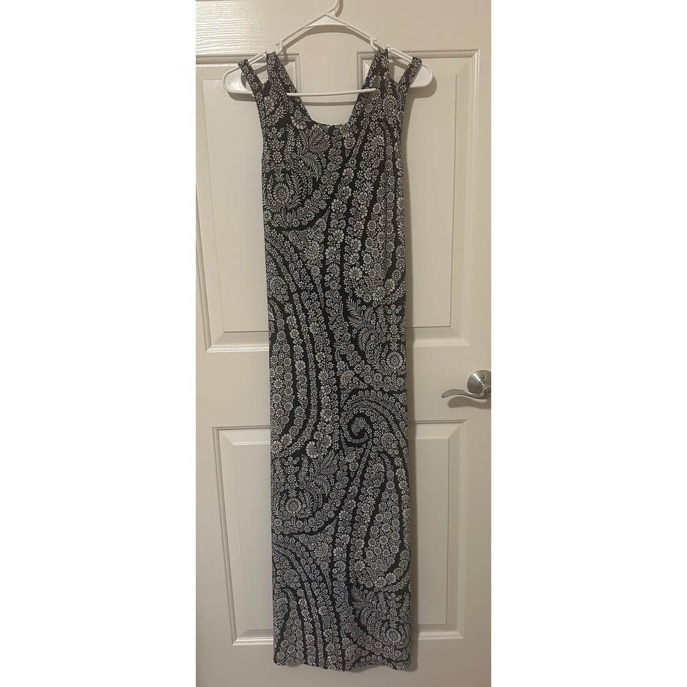 Tommy Hilfiger Maxi Dress Womens 8 Navy White Paisley Floral Crisscross Back